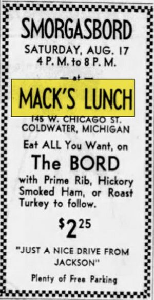 Macks Lunch - Aug 16 1957 Article